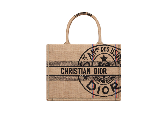 Túi Dior Medium Book Tote ‘Beige Jute Canvas Embroidered’