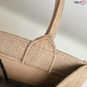 Túi Dior Medium Book Tote ‘Beige Jute Canvas Embroidered’