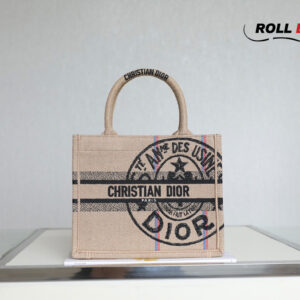 Túi Dior Medium Book Tote ‘Beige Jute Canvas Embroidered’