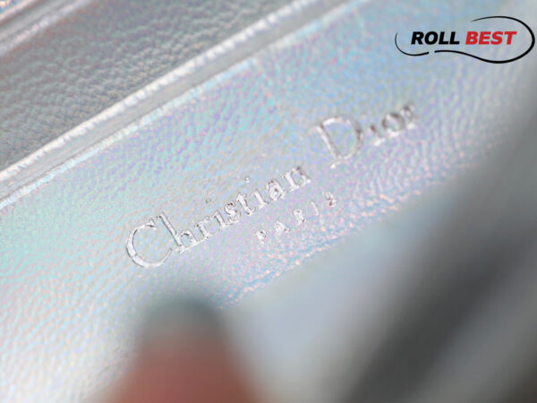 Túi Dior Mini Bag Iridescent Metallic Silver-Tone Cannage Lambskin