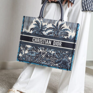 Túi Dior Palms Embroidery Book Tote Blue