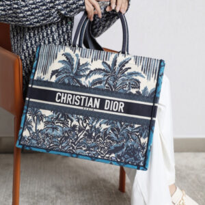 Túi Dior Palms Embroidery Book Tote Blue