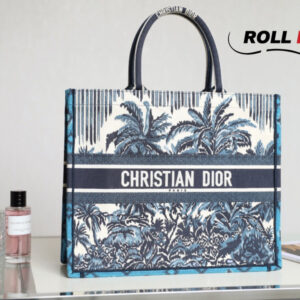 Túi Dior Palms Embroidery Book Tote Blue