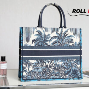 Túi Dior Palms Embroidery Book Tote Blue