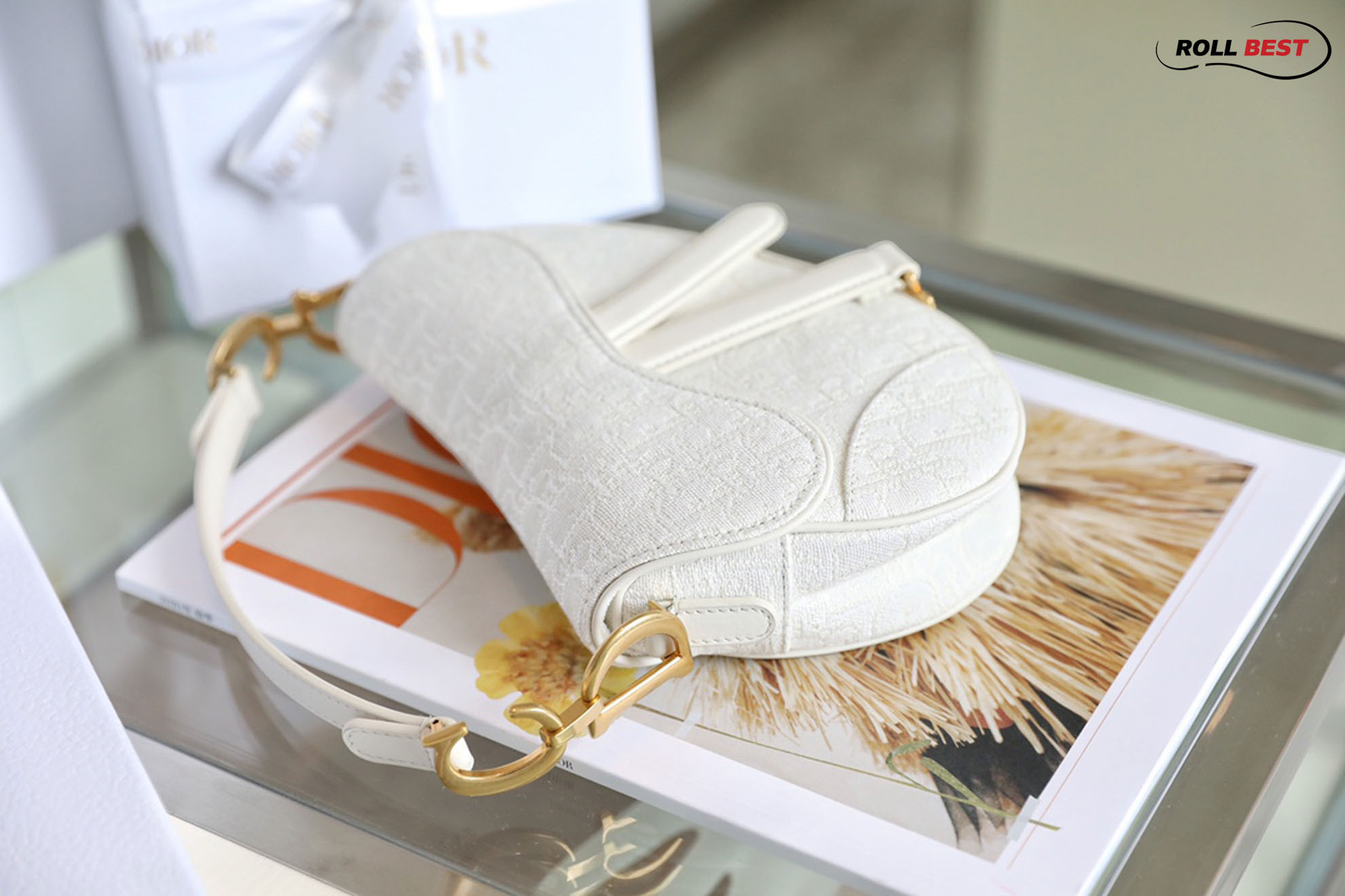 Túi Dior Saddle Mini Bag White And Gold