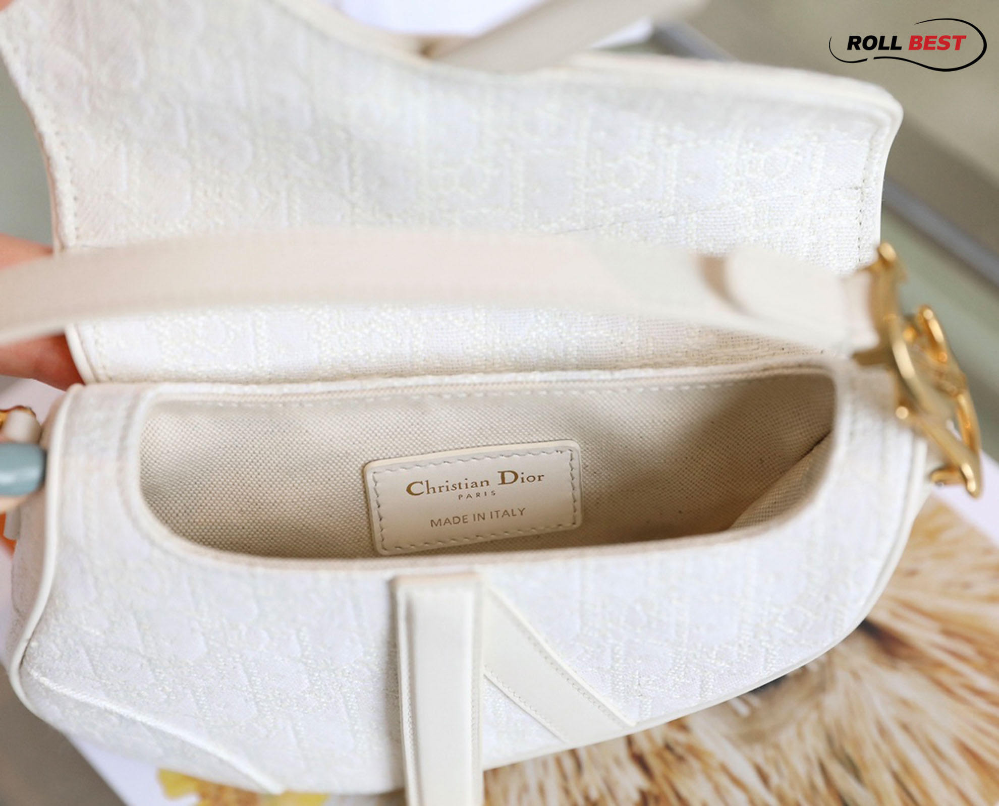 Túi Dior Saddle Mini Bag White And Gold