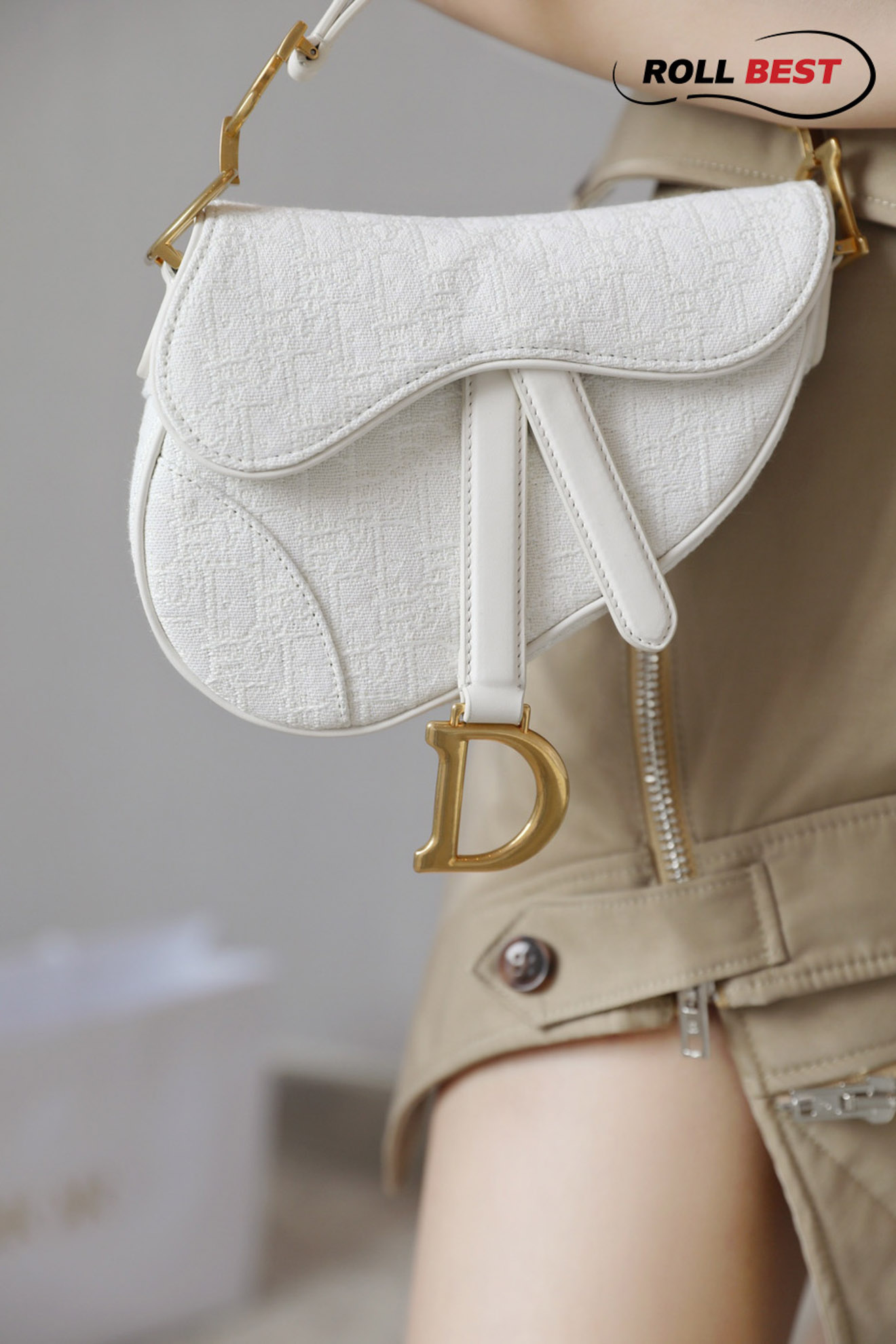 Túi Dior Saddle Mini Bag White And Gold