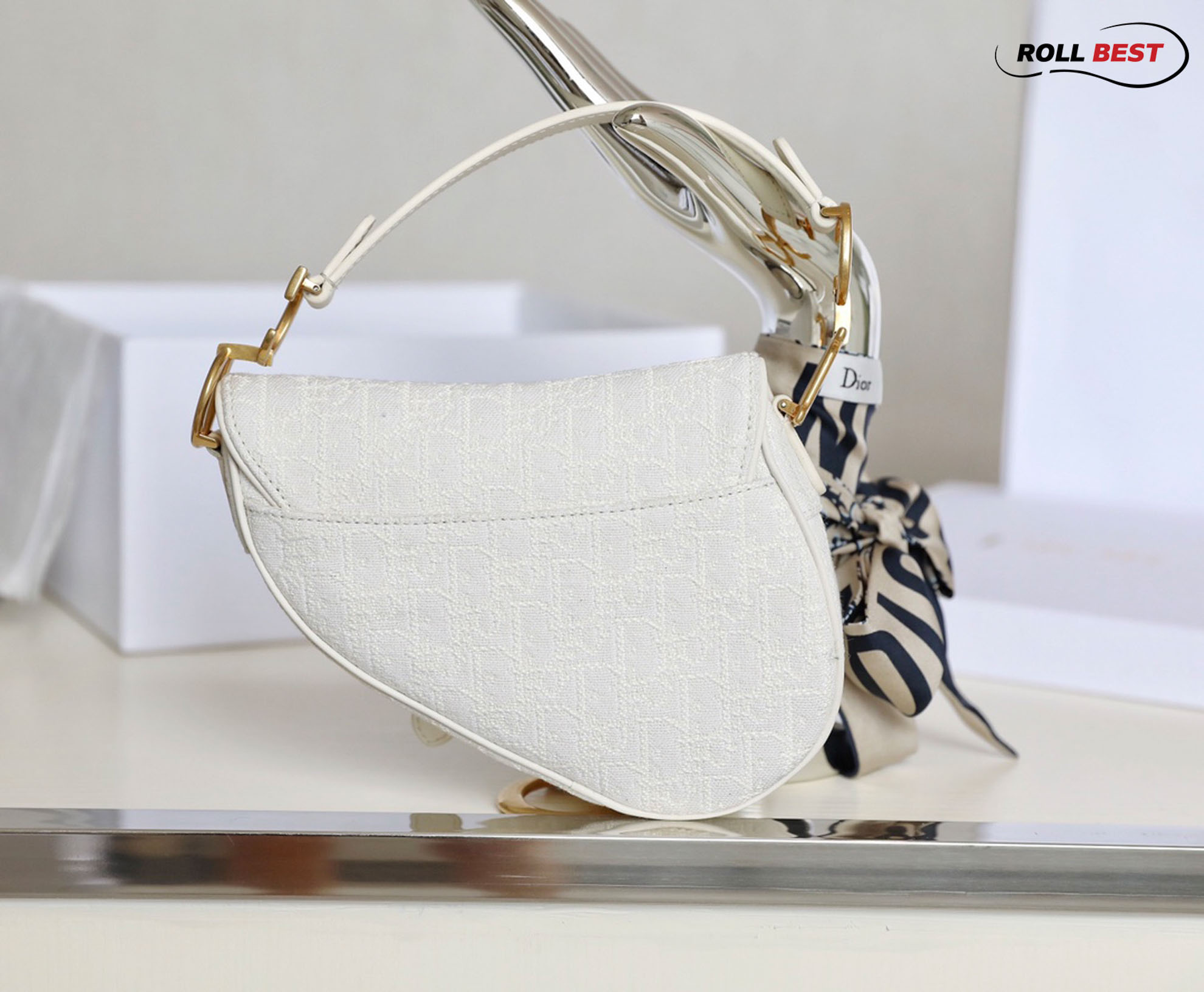 Túi Dior Saddle Mini Bag White And Gold