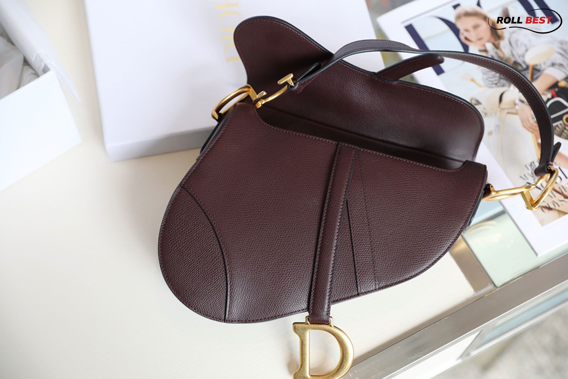 Túi Dior Saddle Plum Brown Calf Bordeaux