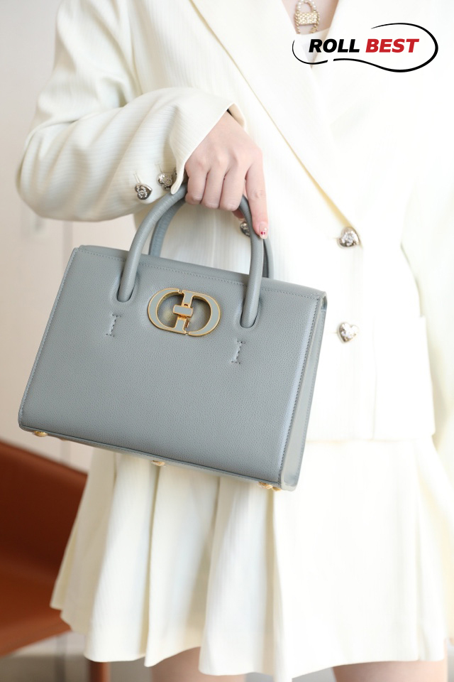 Túi Dior ST Honore Tote Latte Grained Calfskin-Blue