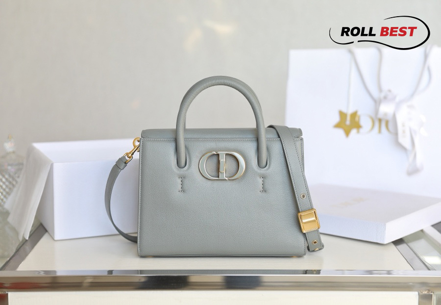 Túi Dior ST Honore Tote Latte Grained Calfskin-Blue