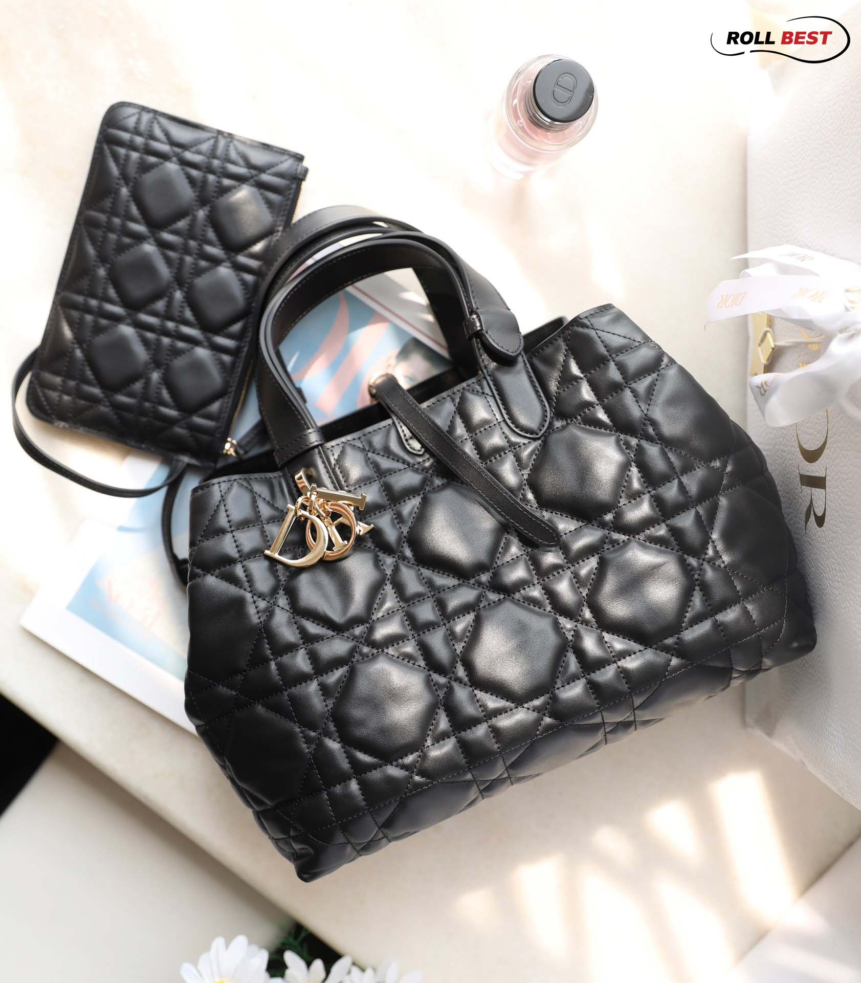 Túi Dior Toujours Bag Black Macrocannage Calfskin