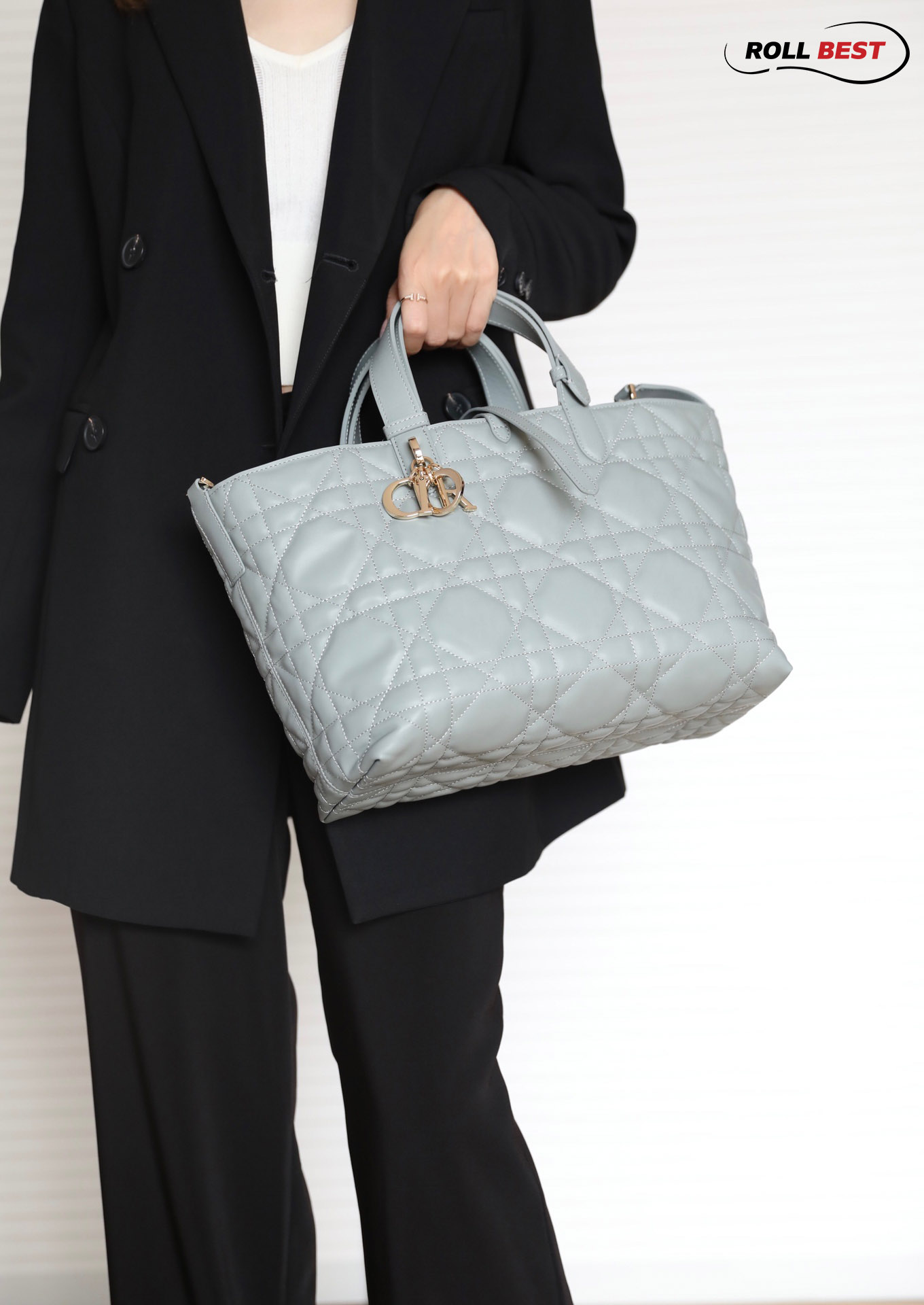 Túi Dior Toujours Bag Stone Gray Macrocannage Calfskin