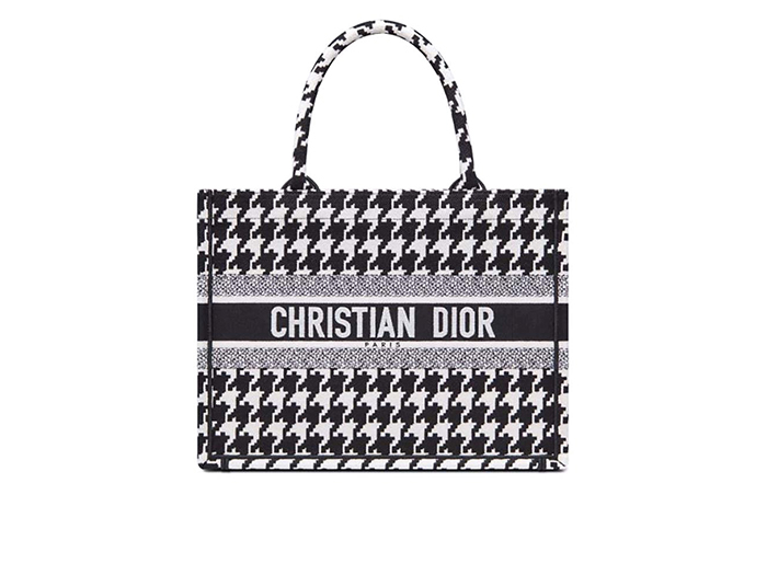 TÚI Dior Women Dior Book Tote Black Houndstooth Embroidery Large