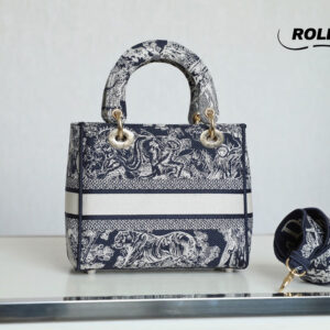 TÚI Dior Women Medium Lady D-lite Bag Blue Toile de Jouy Reverse Embroidery