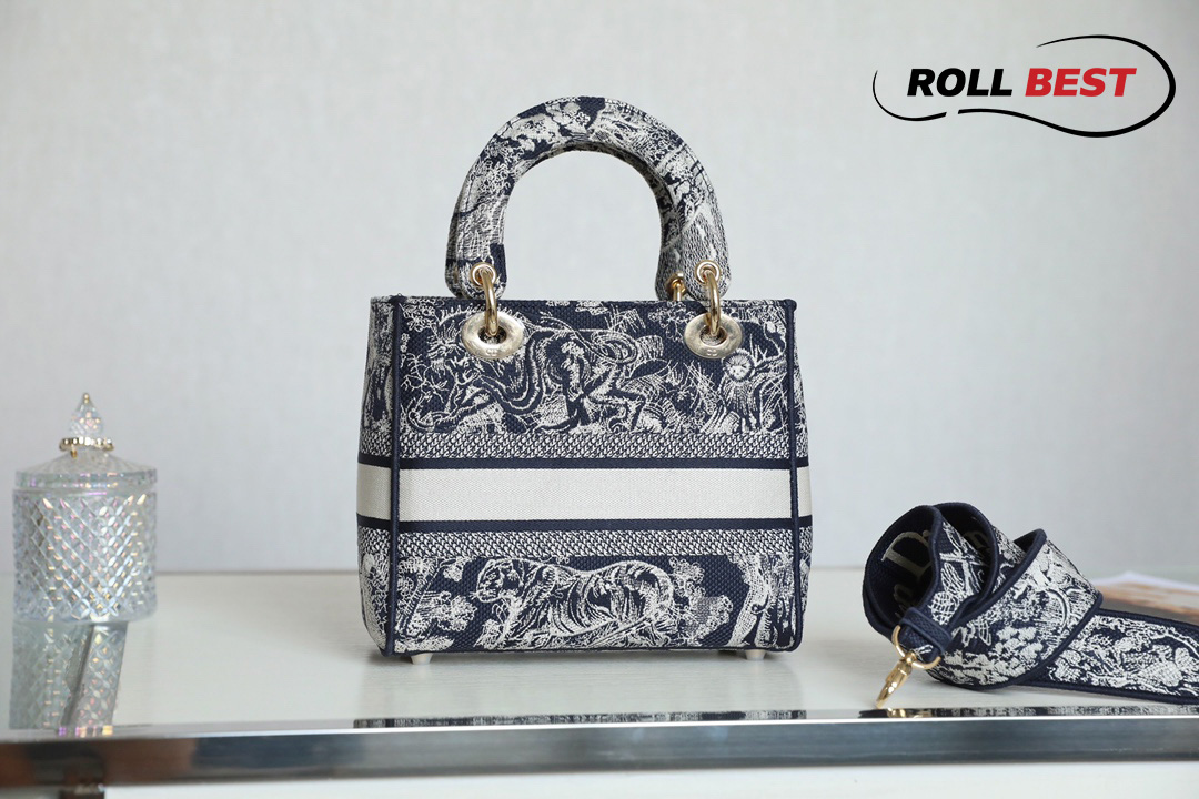 TÚI Dior Women Medium Lady D-lite Bag Blue Toile de Jouy Reverse Embroidery