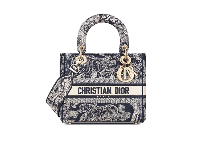 TÚI Dior Women Medium Lady D-lite Bag Blue Toile de Jouy Reverse Embroidery