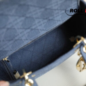 Túi Dior Women Medium Lady D-Lite Bag Denim Blue Cannage Embroidery