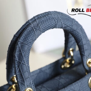 Túi Dior Women Medium Lady D-Lite Bag Denim Blue Cannage Embroidery