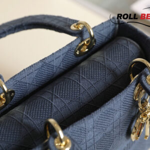 Túi Dior Women Medium Lady D-Lite Bag Denim Blue Cannage Embroidery