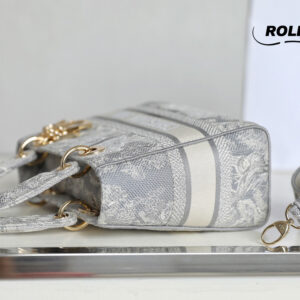 TÚI Dior Women Medium Lady D-lite Bag Gray Toile de Jouy Reverse Embroidery