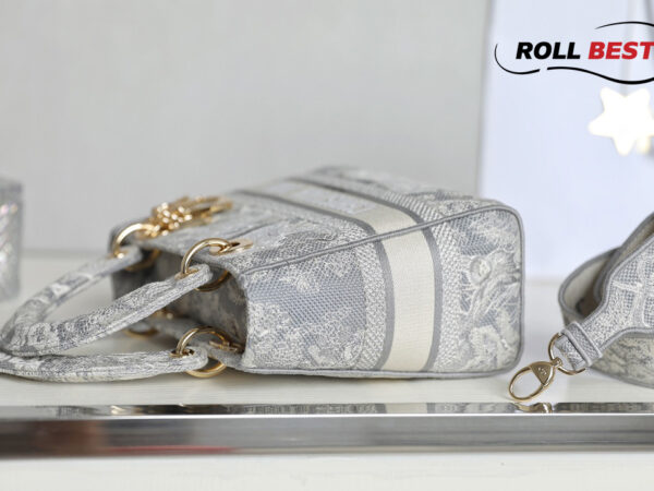 TÚI Dior Women Medium Lady D-lite Bag Gray Toile de Jouy Reverse Embroidery