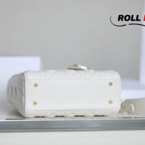 Túi Dior Women Mini Lady Dior Dioramour Bag Latte Cannage Lambskin with Heart Motif-White