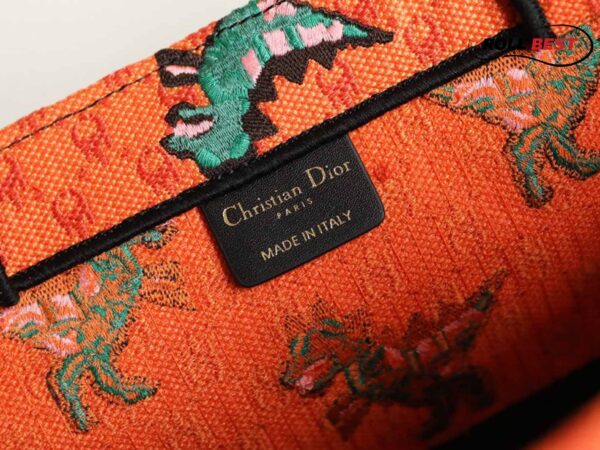 Túi Dior Women Small Dior Book Tote Orange Multicolor Dragon and Fire Embroidery