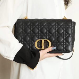 Túi Đeo Chéo Dior Medium Dior Caro Bag Black Supple Cannage Calfskin