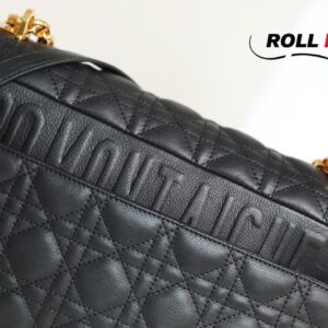 Túi Đeo Chéo Dior Medium Dior Caro Bag Black Supple Cannage Calfskin