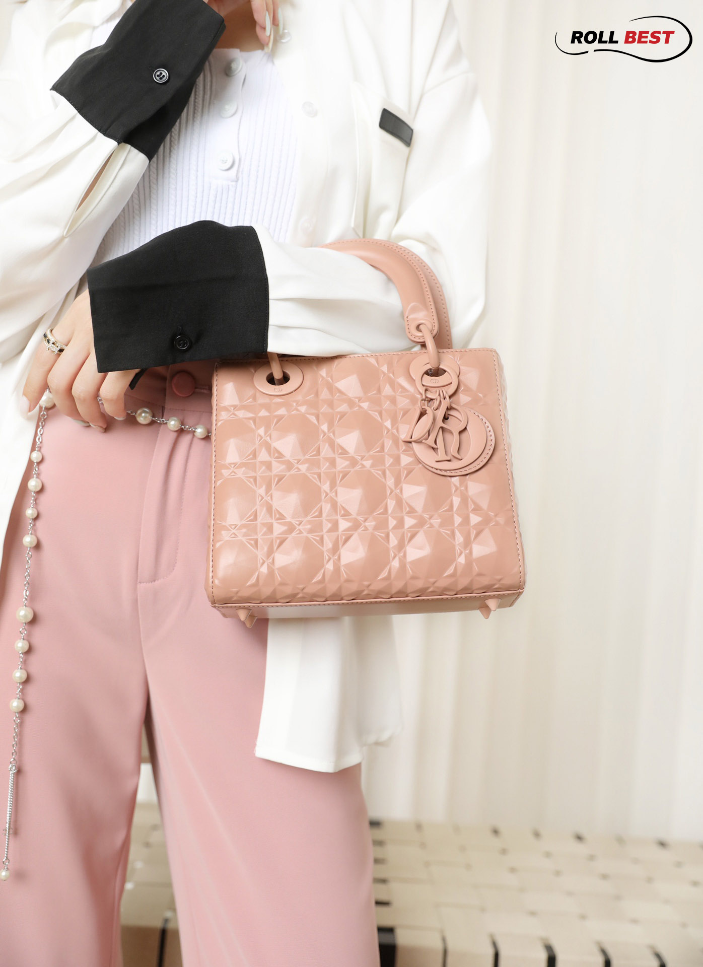 Túi Lady Dior Bag Blush Diamond Calfskin