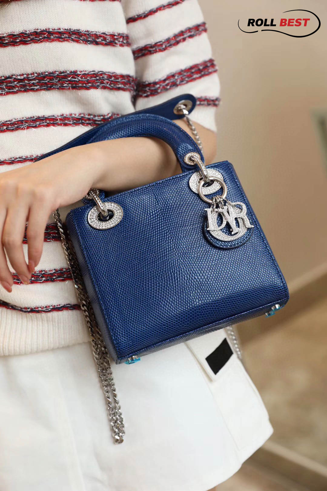 Túi Lady Dior Bag Lizard Skin Royal Blue