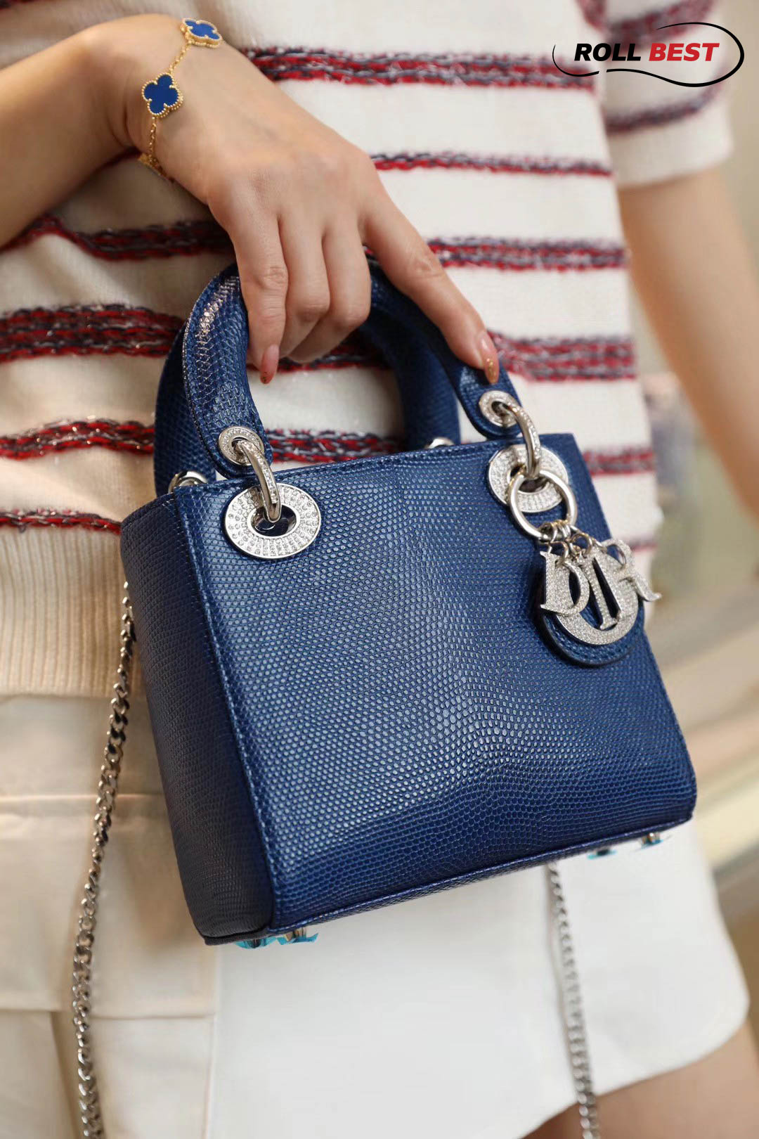 Túi Lady Dior Bag Lizard Skin Royal Blue