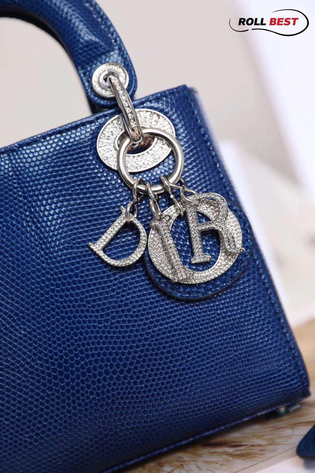 Túi Lady Dior Bag Lizard Skin Royal Blue