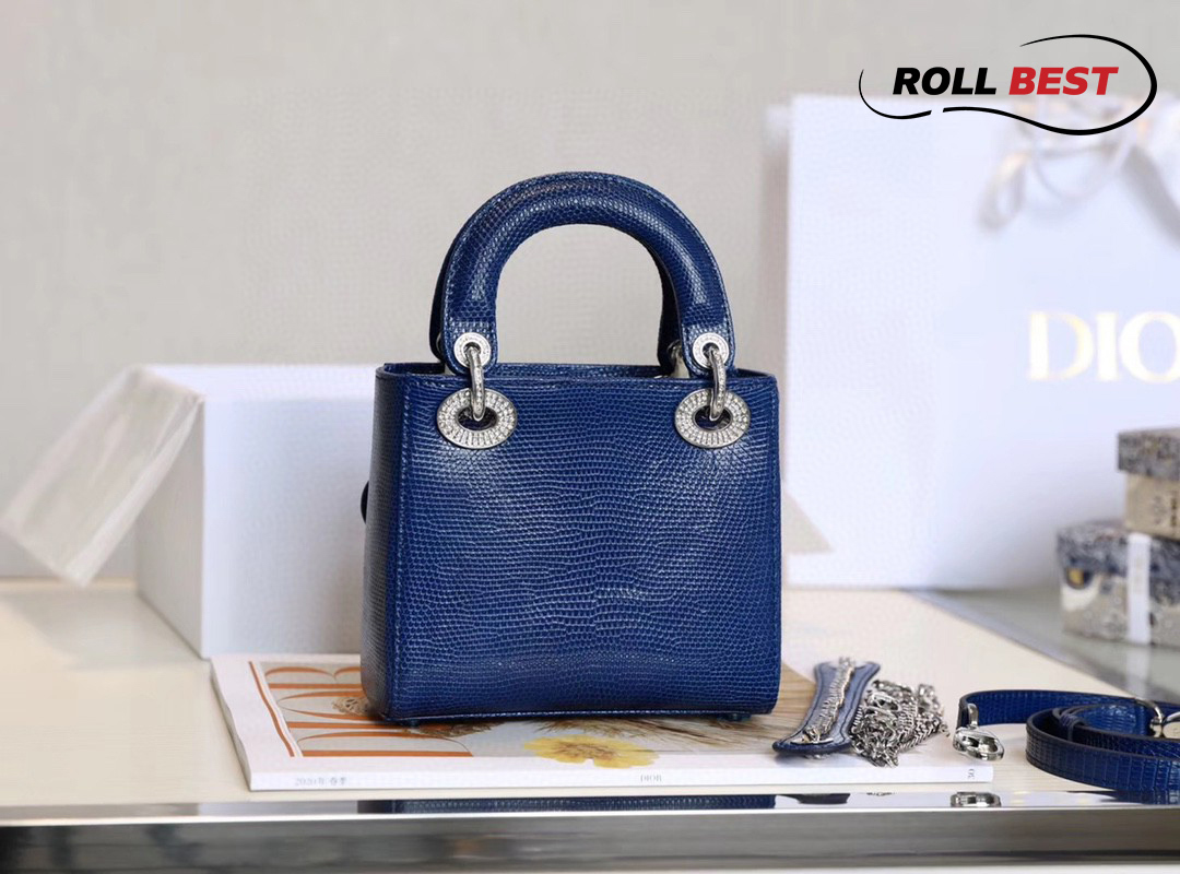 Túi Lady Dior Bag Lizard Skin Royal Blue