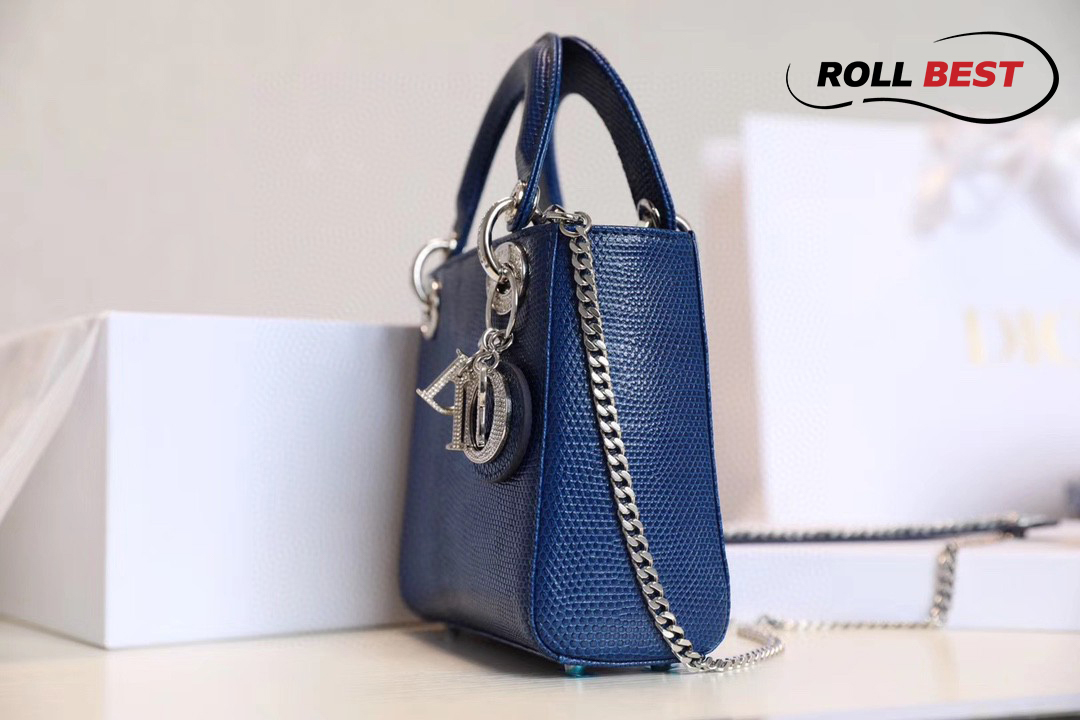 Túi Lady Dior Bag Lizard Skin Royal Blue