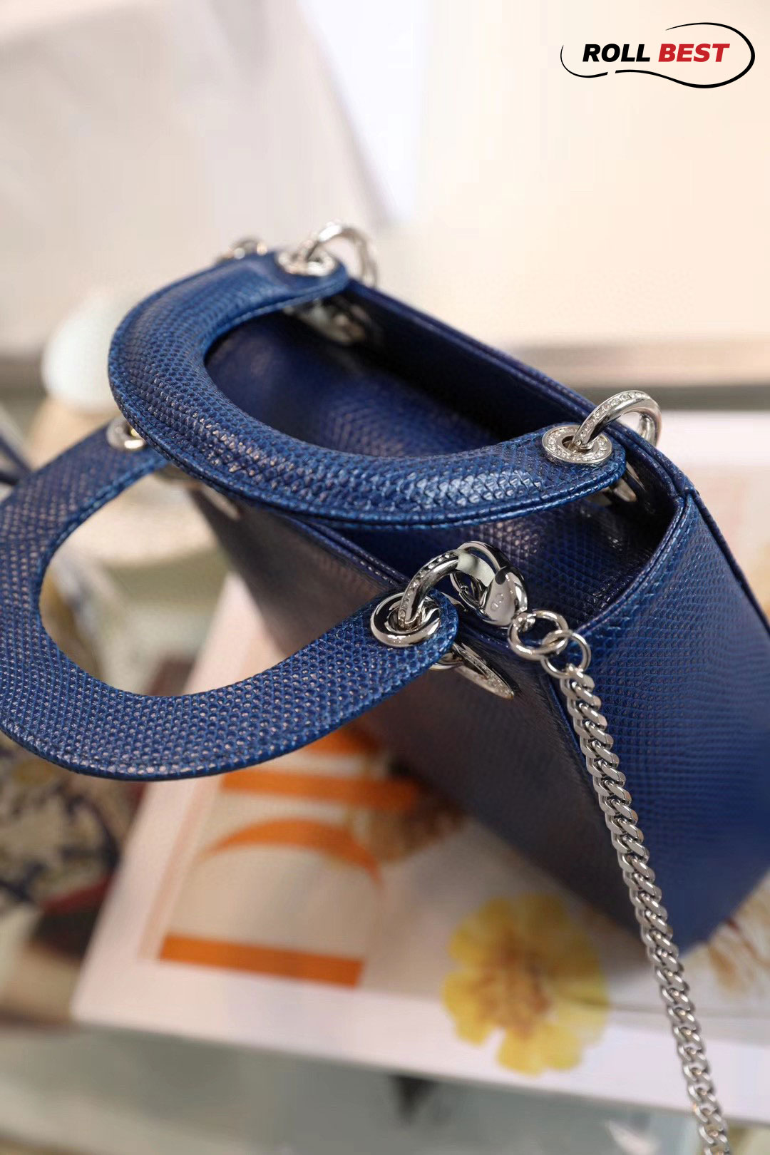 Túi Lady Dior Bag Lizard Skin Royal Blue