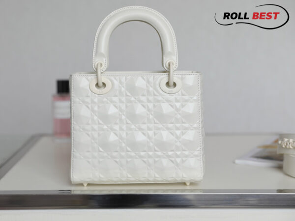 Túi Lady Dior Bag White Latte Diamond Calfskin