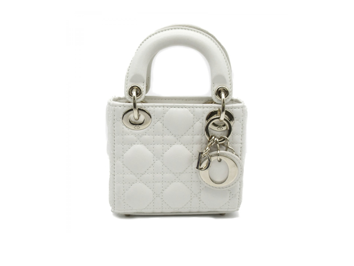 Túi Micro Lady Mini Dior Bag Latte Màu Trắng Silver