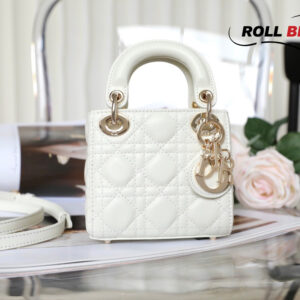 Túi Micro Lady Mini Dior Bag Latte Màu Trắng Silver