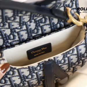 Túi Mini Saddle Bag With Strap Blue Dior Oblique Jacquard