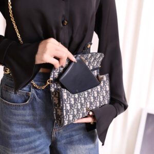 Túi Nữ Dior Bobby East-West Pouch With Chain 'Blue'