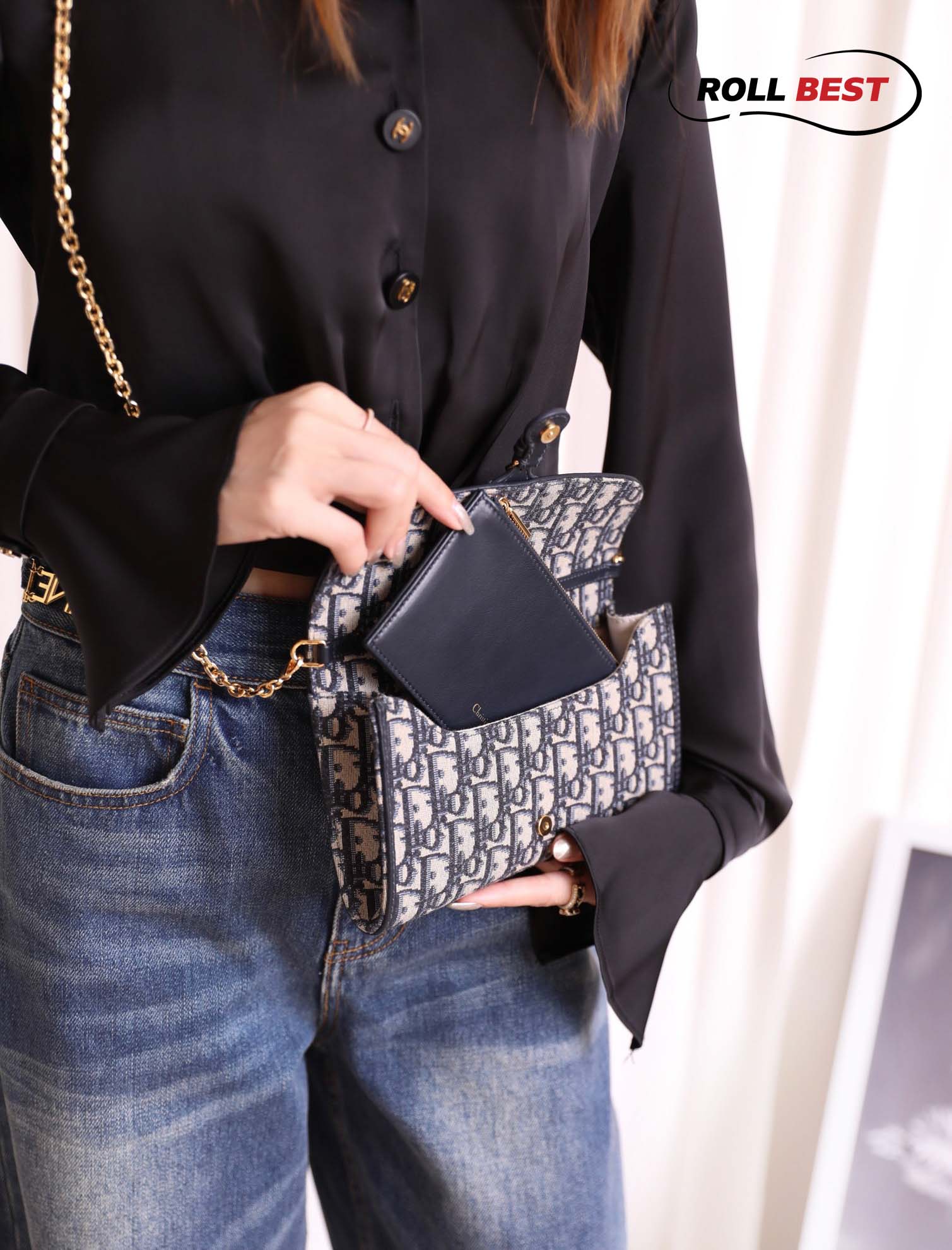 Túi Nữ Dior Bobby East-West Pouch With Chain 'Blue'