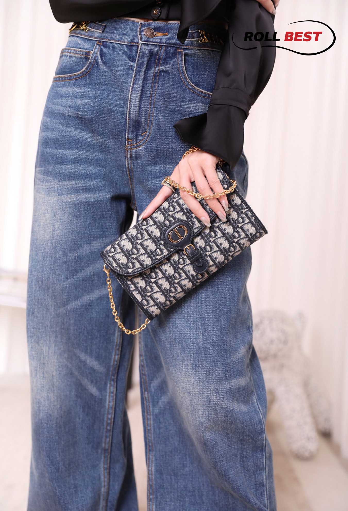 Túi Nữ Dior Bobby East-West Pouch With Chain 'Blue'