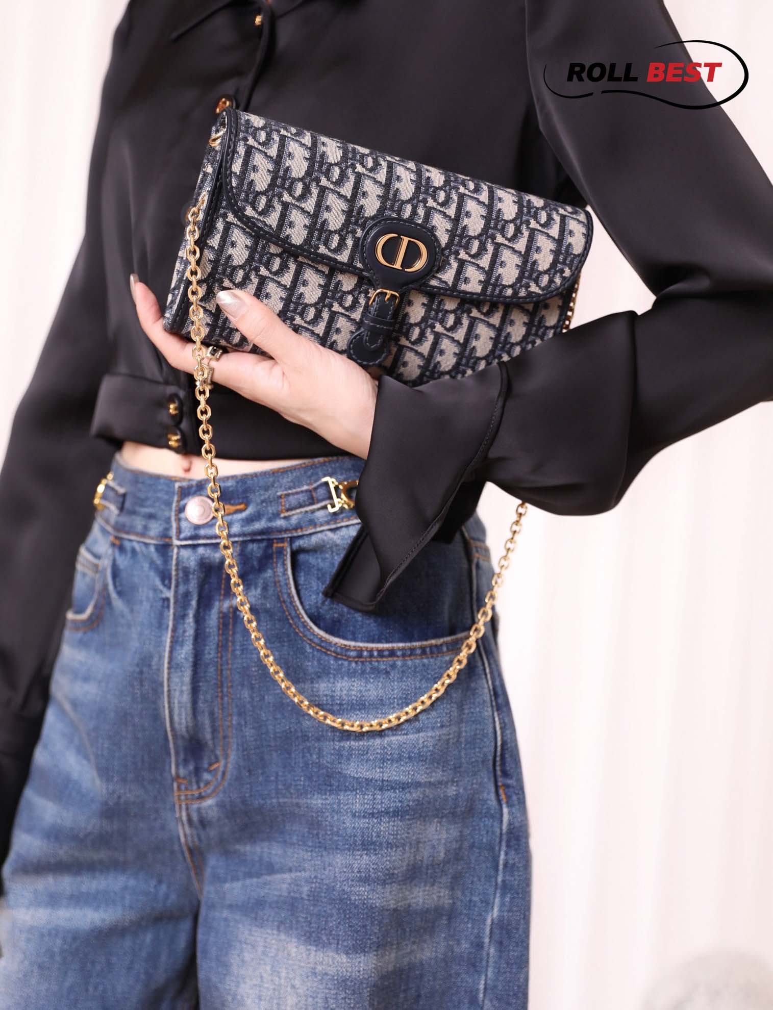 Túi Nữ Dior Bobby East-West Pouch With Chain 'Blue'