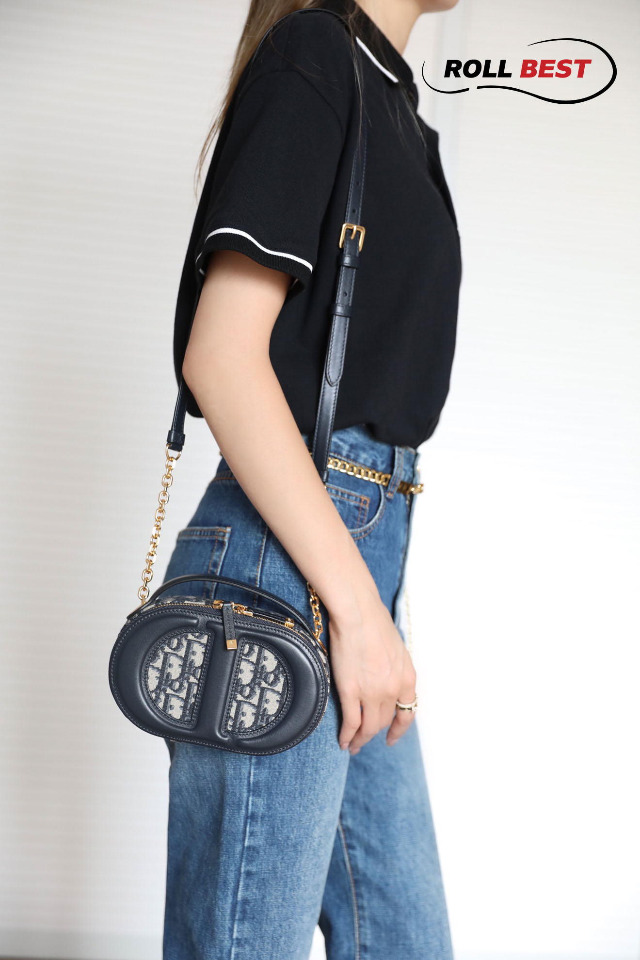 Túi Nữ Dior CD Signature Oval Camera Bag 'Blue Oblique'