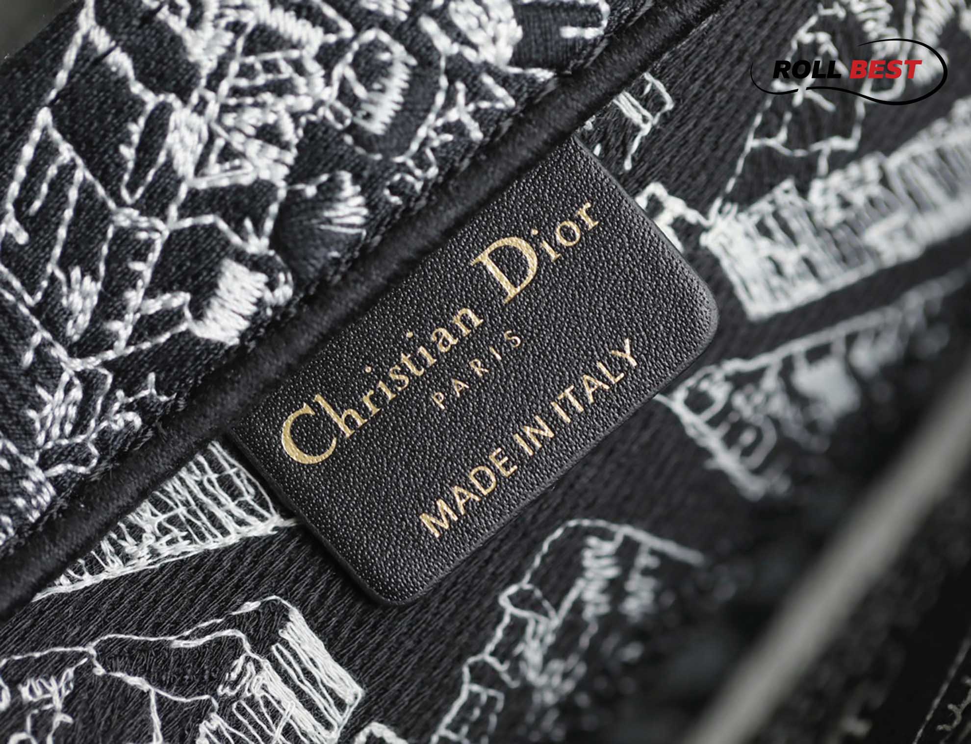 Túi Nữ Dior Medium Book Tote Plan de Paris Embroidery 'Black White'