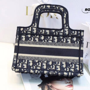 Túi Nữ Dior Mini Book Tote 'Blue Dior Oblique Embroidery'