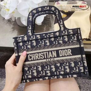 Túi Nữ Dior Mini Book Tote 'Blue Dior Oblique Embroidery'