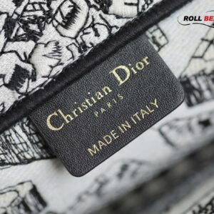 Túi Nữ Dior Mini Book Tote Plan de Paris Embroidery 'White Black'